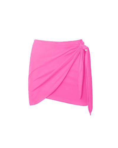 Outline image showing Mini Wrap Skirty Built-in Shapewear Swim Cover-Up - Bright Pink
