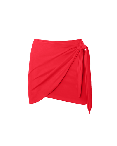 Outline image showing Mini Wrap Skirty Built-in Shapewear Swim Cover-Up - Red
