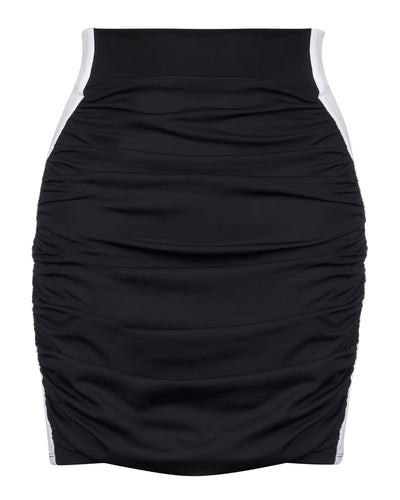 Outline image showing Mini Ruched Skirty Shapewear Swim Cover-Up - Contour Black/White