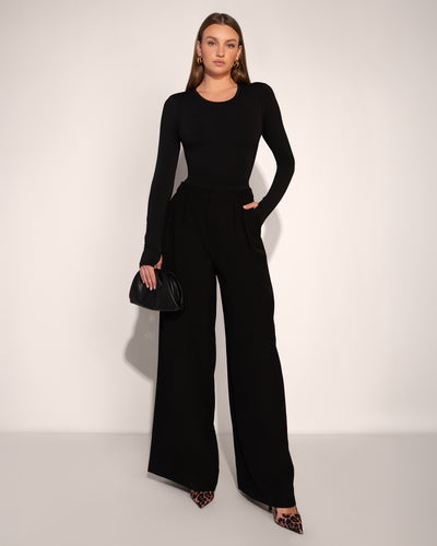 Shapey Crew Neck Top - Slinky Black
