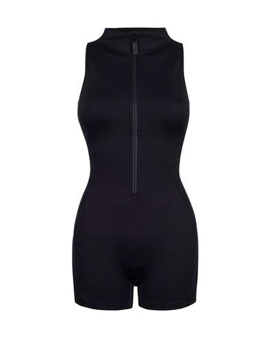 Outline image showing Sleeveless Surfy Shortie Sculpting Shapewear Swimsuit - Black