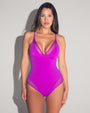 Model is in Meshy Low-Cut One Piece with Built-in Shapewear - Orchid