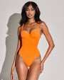 Model wears Lushy Underwire Sculpting Shapewear Swimsuit - Orange front view