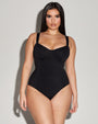 Model wears Lifty - Black One Piece Shapewear Swimsuit full front view