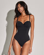 Model wears Lushy Underwire Sculpting Shapewear Swimsuit - Black full body front view