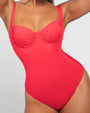 Sweetie Shapewear Swimsuit With Sweetheart Neckline - Hot Coral close up