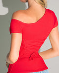 Shapey Short Sleeve One Shoulder Top - Red