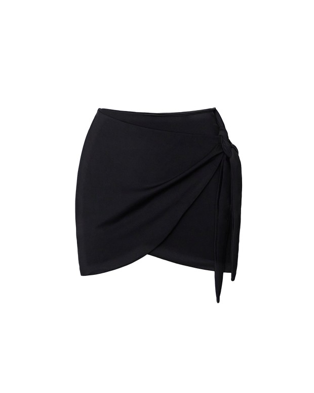 Outline image showing Mini Wrap Skirty Built-in Versatile Shapewear Cover-Up - Black