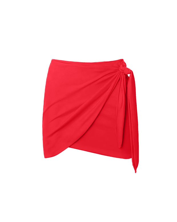 Outline image showing Mini Wrap Skirty Built-in Shapewear Swim Cover-Up - Red
