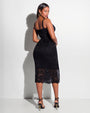 Seamed Lushy Midi Dress - Lace Black