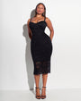 Seamed Lushy Midi Dress - Lace Black