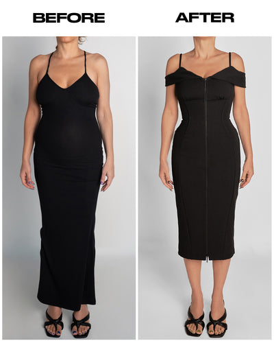 Before and after in Corsety Off Shoulder Pencil Dress - Black