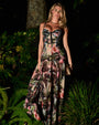 Model posing in Bombshell Maxi Shapewear Dress - Midnight Peony front view