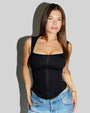 Model is wearing Corsety Square Neck Sleeveless Sculpting Shapewear Top - Black