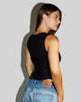 Model is wearing Corsety Square Neck Sleeveless Sculpting Shapewear Top - Black back view