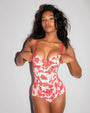 Model wears Lushy Hipster Full Butt Coverage Shapewear Swimsuit - Rosey