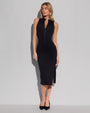 Model wears Sleeveless Surfy Pencil Midi Shapewear Dress - Black front view