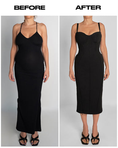 Seamed Lushy Pencil Dress - Black