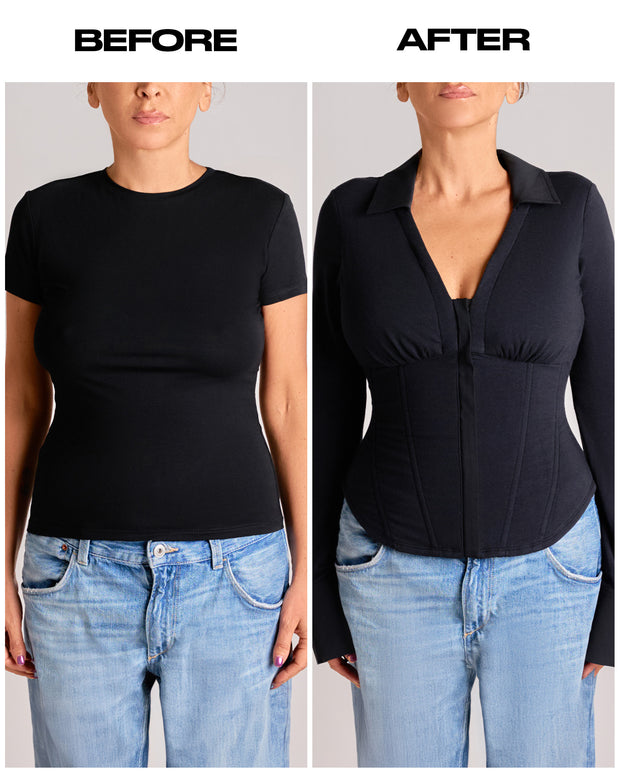 Shirty Long Sleeve Top - Black