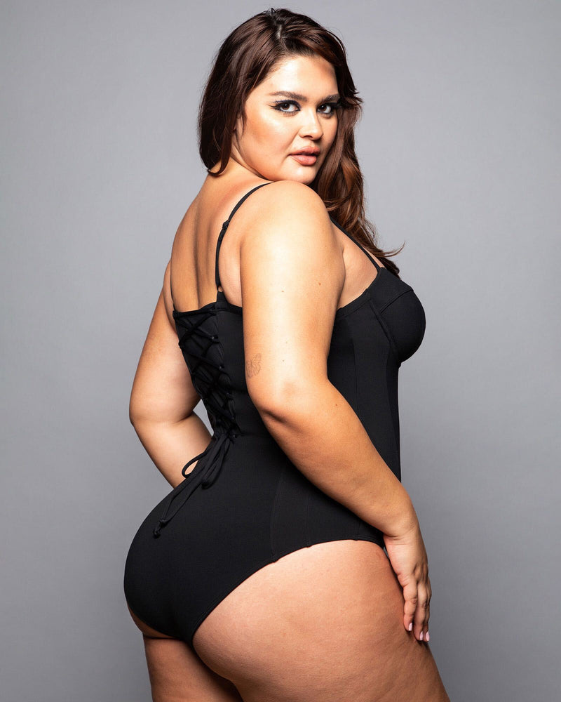 Pushy tummy control swimsuit in Black by TA3, view 6