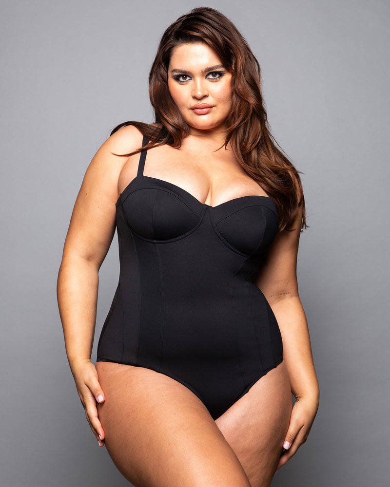 Pushy tummy control swimsuit in Black by TA3, view 5