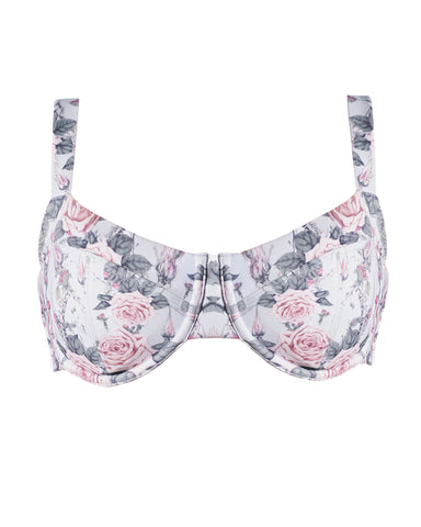 Back view of Lifty Tie Back Bikini Top - Blue Thorny Rose paired with Hi Cut Adjustable Kini Bottom - Blue Thorny Rose