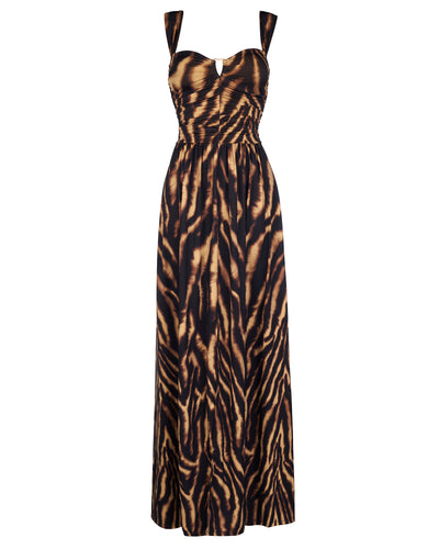 Outline image showing Goddessy Maxi Shapewear Dress - Golden Zebra