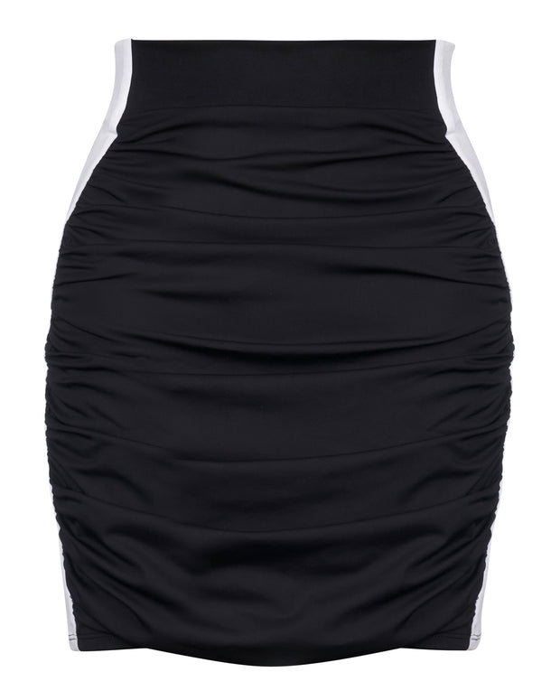 Outline image showing Mini Ruched Skirty Shapewear Swim Cover-Up - Contour Black/White
