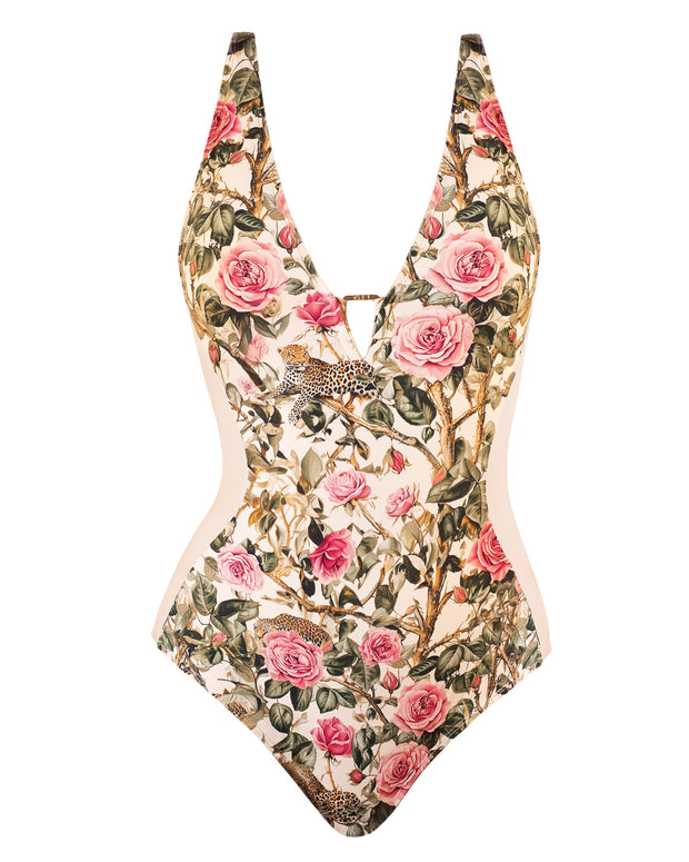 Outline of Plungey Triangle - Contour Pink Rose Leopard/Pinky Oat