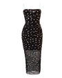 Outline image of Sweetie Mesh Column Dress - Dot Black/White