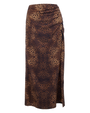 Outline image showing Ruched Midi Skirty Side Slit Shapewear Cover-Up - Spotted Leopard