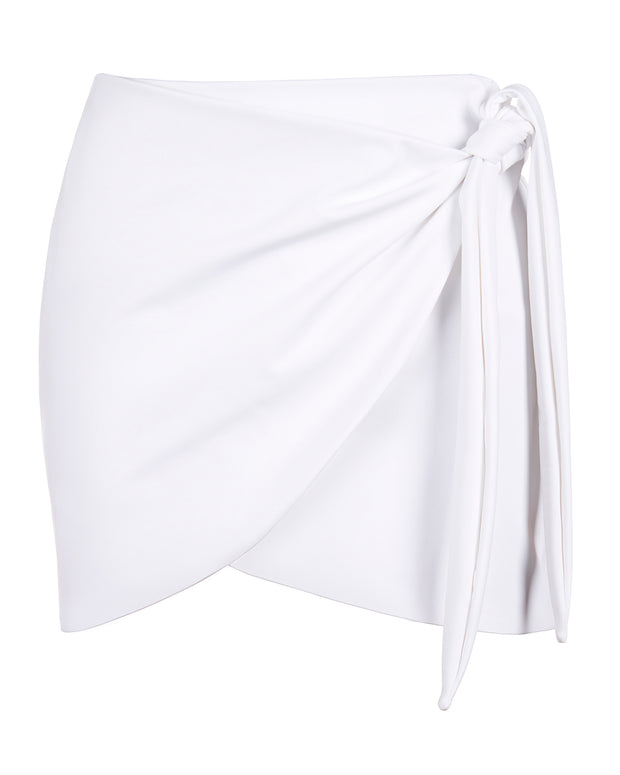 Outline image showing Mini Wrap Skirty Built-in Shapewear Swim Cover-Up - White