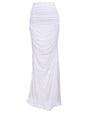 Outline image showing Ruched Sheer Side Slit Maxi Skirty - White