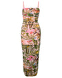 Outline image showing Sweetie Mesh Column Midi Shapewear Dress - Floral Ambrosia