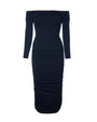 Outline image showing Shapey Off Shoulder Ruched Midi Shapewear Dress in Black