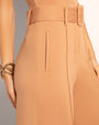 Belted Wide Leg Ponte Pant - Camel