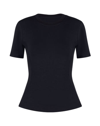 Outline image showing Sculpty Short Sleeve Shapewear Tee - Black