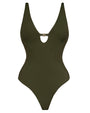 Outline image showing Brazilian Plungey Keyhole Shapewear Swimsuit - Fern Green