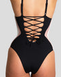  Brazilian Plungey Keyhole Shapewear Swimsuit - Double Contour back view close up