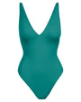 Outline image showing Brazilian Plungey Cheeky One Piece Shapewear Swimsuit - Teal