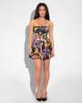 Model Wears Squarey Convertible Bubble Shapewear Mini Dress - Forest Dream Full Front View