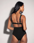 Busty shaping bra swim top in Black by TA3, view 2