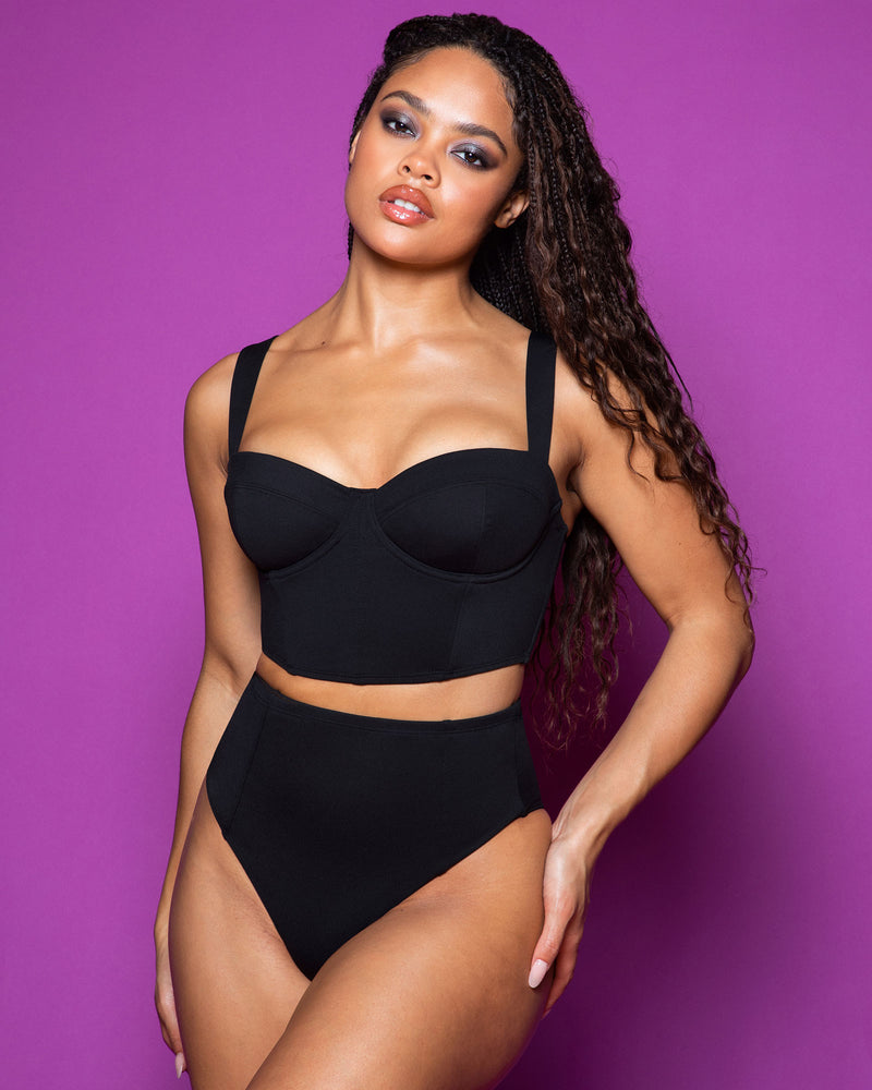 Busty shaping bikini top in Black by TA3, view 1