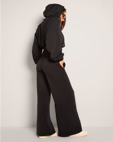 Cloudlined Knit Corset Hoodie - Soft Black