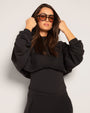 Cloudlined Knit Corset Hoodie - Soft Black