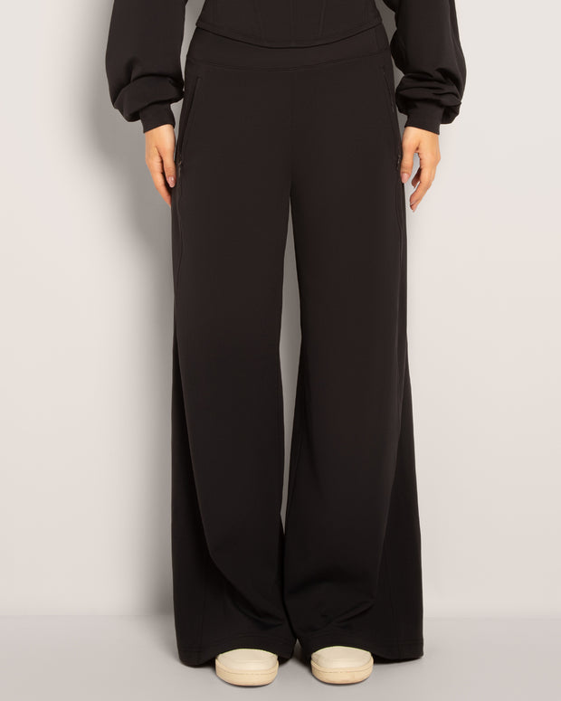 Cloudlined Wide Leg Pant - Soft Black