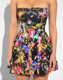 Model Wears Squarey Convertible Bubble Shapewear Mini Dress - Forest Dream Close Up View
