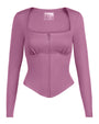 Outline image showing Corsety Square Neck Long Sleeve Sculpting Shapewear Top - Grape