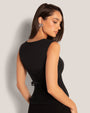 Model wears Corsety Square Neck Sleeveless Sculpting Shapewear Top - Black side view