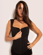 Model wears Corsety Square Neck Sleeveless Sculpting Shapewear Top - Black front view